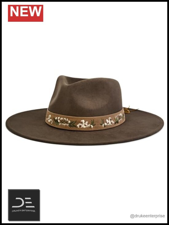 Wide Brim Suede Fedora Hat - Unisex Western Rancher Hat main image 6
